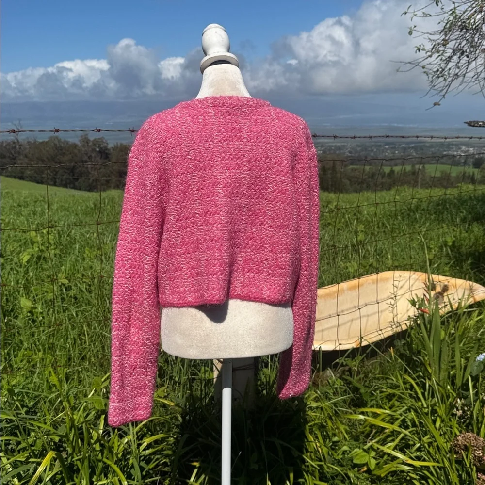 ZARA pink knit button-up cardigan sweater Jacket cropped Croquette - Picture 5 of 8